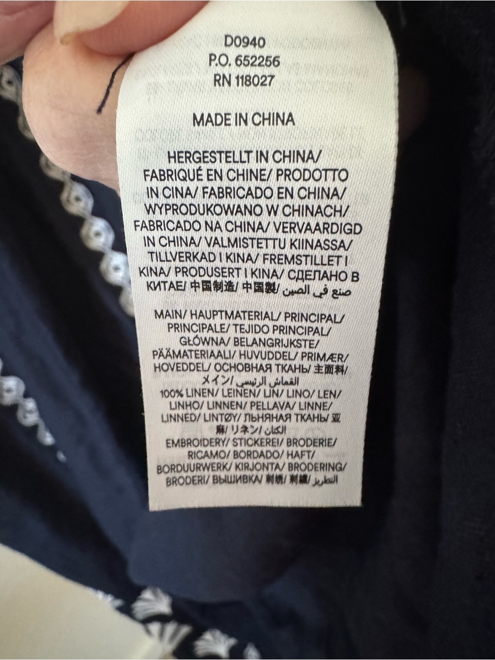 Boden Navy Maxi Dress with White Embroidery - Picture 8 of 9